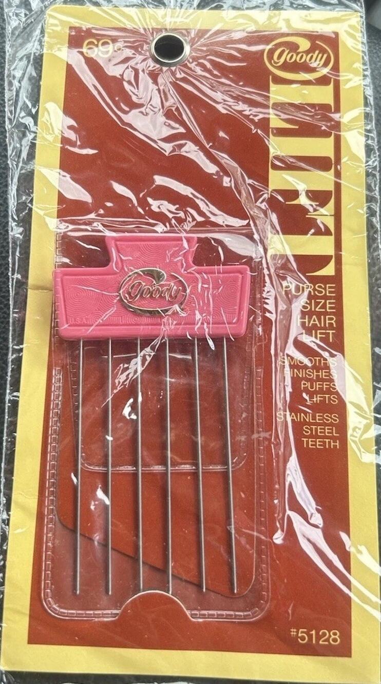 Vtg 1975 Goody Purse Size Hair Lift Pink Comb Pick #5128 NEW In Package
